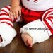 NEWBORN Christmas winter red and white stripes leg warmers w/attached white faux fur for added cuteness