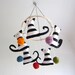 Crib mobile, cats, baby, kittens, black, white, colorful, nursery decor, shower gift, new baby, organic, eco friendly, cosy, stripes