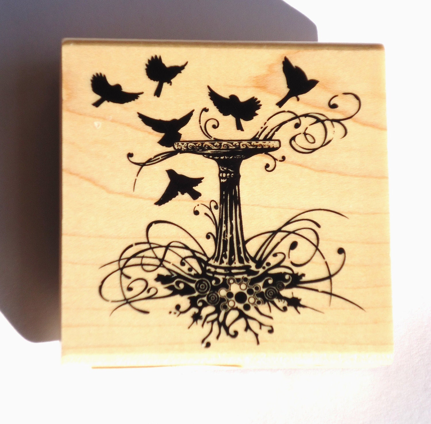Bird Fountain Rubber Stamp from Inkadinkado// Brand New