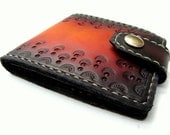 Art Deco Leather Bifold Wallet with Snap
