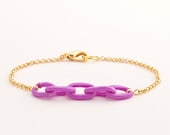 Colored & Gold Chain Bracelet . orchid purple . handmade jewelry by MoshPoshDesigns
