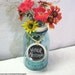 Chalk Charm Flower Vase 1 Handmade Flower Frog Mason Jar Lid, Chalk Board Tag, and Upcycled Vintage Quart Mason Ball Jar
