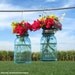 2 Hanging Mason Jars Vases with Flower Frog Lids, Wedding Mason Jars, Ball Hanging Lanterns, 2 Blue Antique Canning Flower Jars, Home Decor