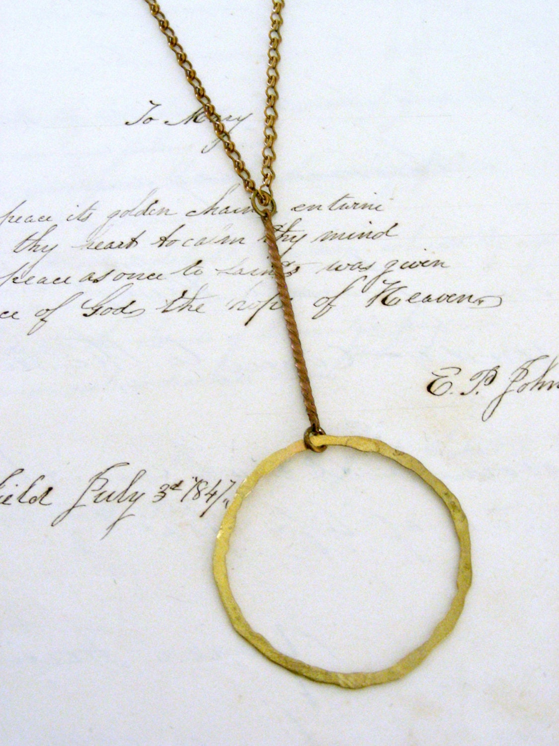Geometric Brass Necklace - Vintage Retro Brass Necklace - Handmade