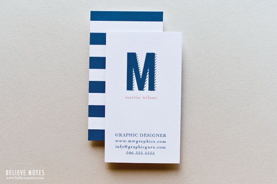 Set of 100 Striped Down Business Cards