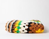 Vintage Crochet Pram Blanket Afghan Earth Tones
