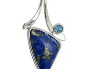 Lapis Lazuli, Blue Topaz and Sterling Silver Pendant, plapg2148