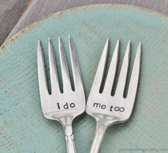 I do. Me too. Vintage Wedding Cake Fork Set Personalized with Your Wedding Date (Mismatched set)