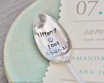 Personalized Lovers Spoon -Vintage Spoon Hand Stamped with the Names & Wedding Date of the Bride and Groom.