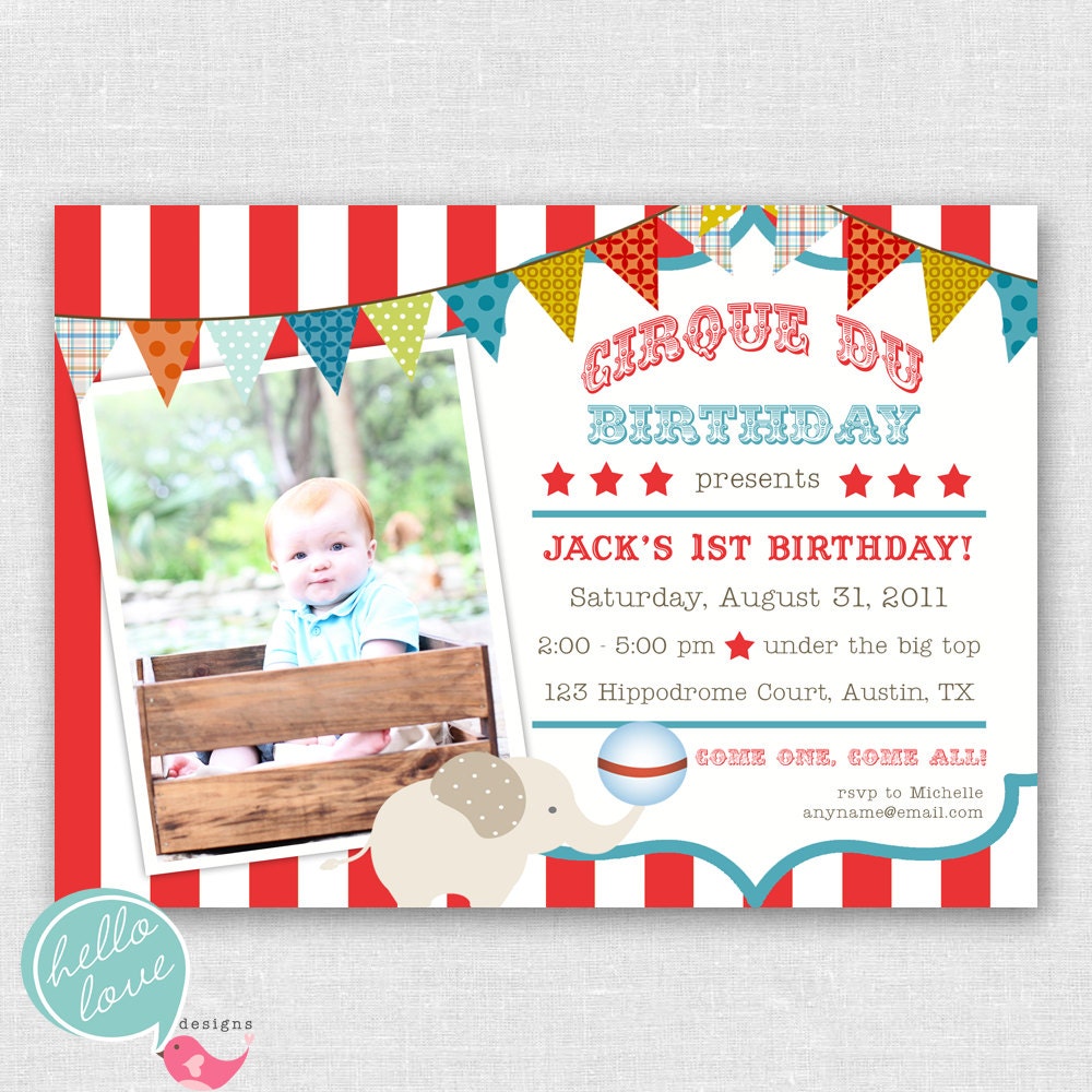 cirque du birthday circus celebration printable birthday invitation Il_570xn