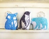 Arctic Animal Pillow Set. Hand Woodblock Printed. Save 20 Percent. - LauraFrisk