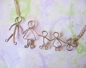 Personalized Family Necklace - Customized Silver Stick Figure Mothers Day Gift