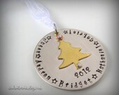 Personalized Holiday Ornament Hand Stamped Silver Copper Brass