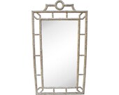 Giant Overscale Chinoiserie Hollywood Regency Bamboo Wood Decorative Mirror