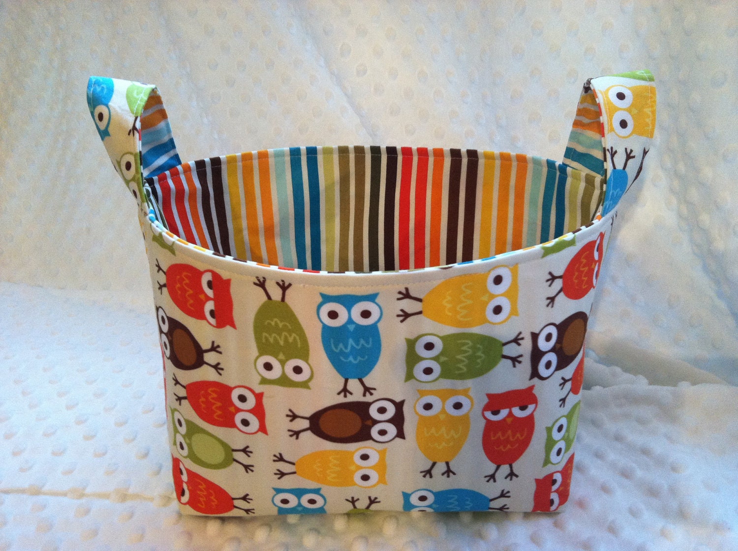 Owl Basket- Owl Fabric Storage Basket- Owl Baby Gift- Fabric Basket