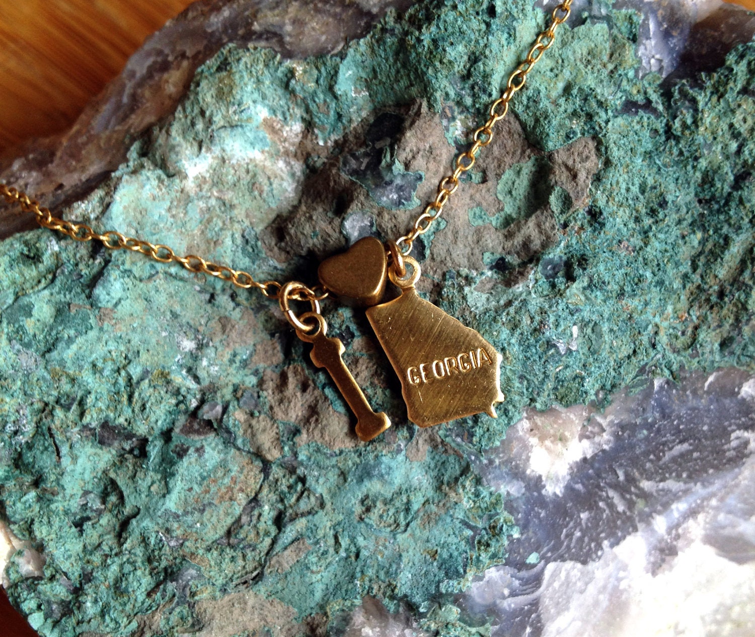 I Love Georgia - State Charm Necklace