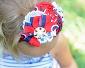 red, white, blue, flower headband for babies, girls, photo props, photography, wedding 6712F