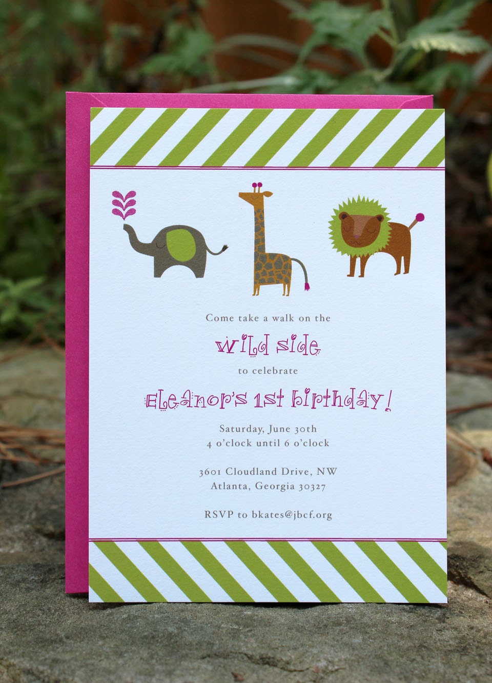 children's birthday party invitation and notecards - jungle