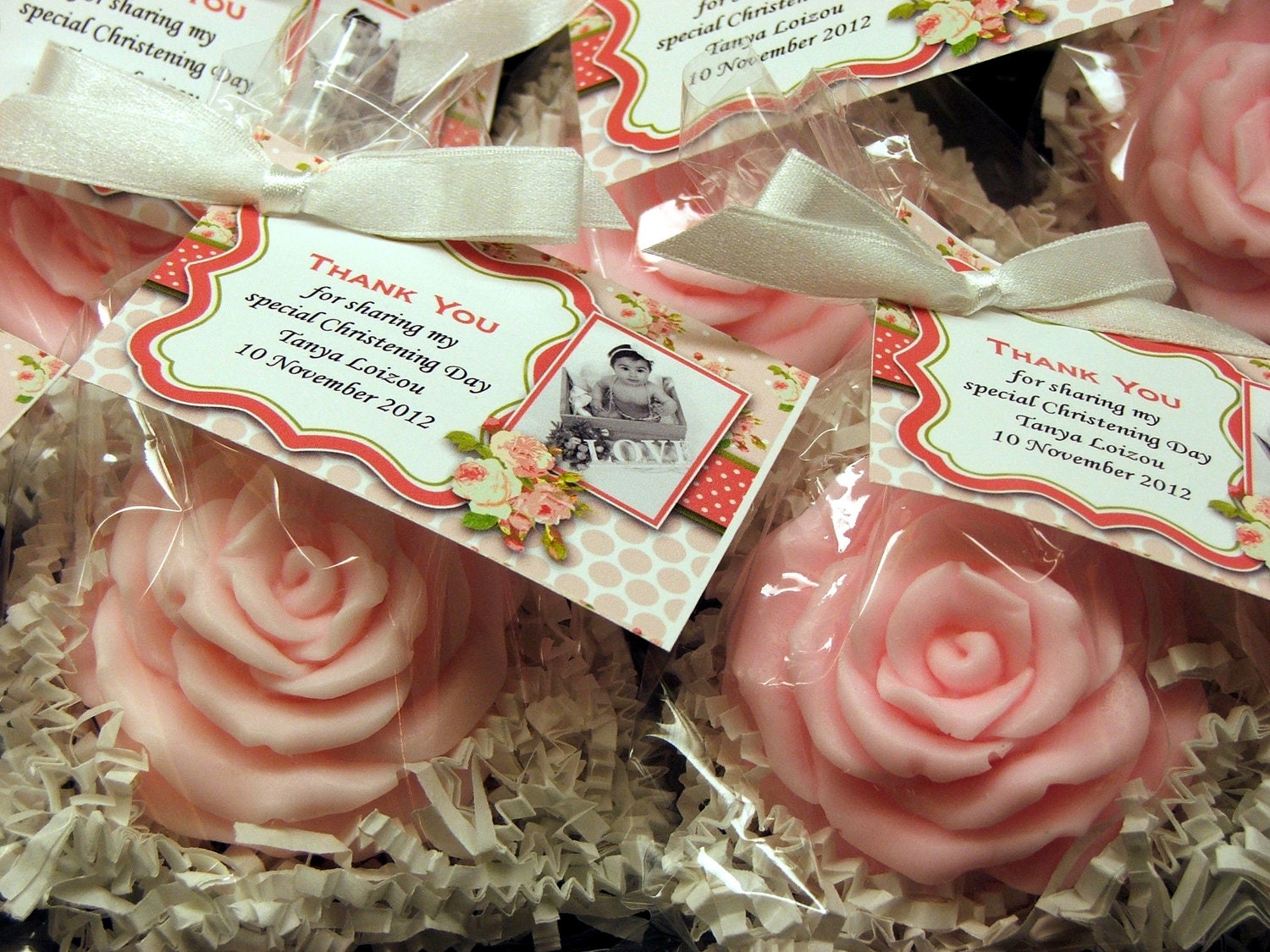 Set of 10 Large Shabby Chic Rose Soap Favors Bridal Shower Baby Shower Wedding Birthday Christening  Bridal Shower Party Favors