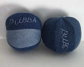 Personalized Recycled Denim Dog Squeaky Ball toy X-Large