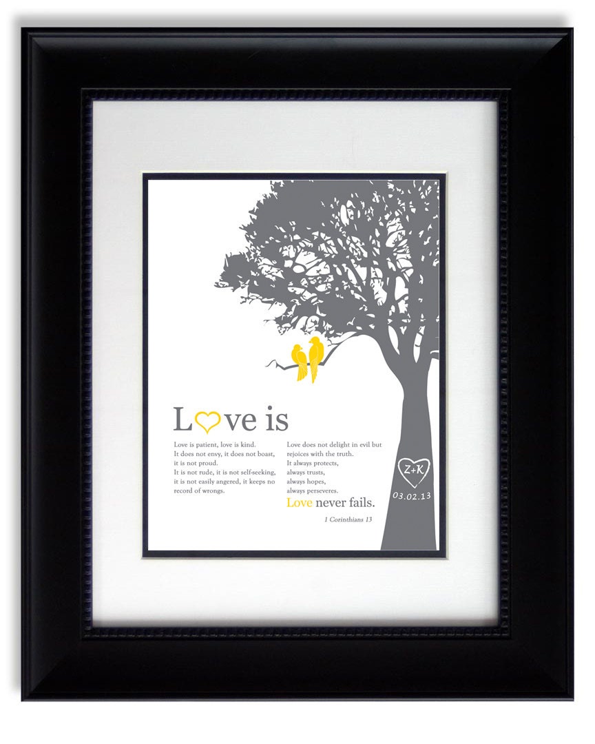 Wedding Anniversary Gift Love is patient Personalized Wedding Gift 1st Paper anniversary gift Bridal Shower Engagement Gift Wedding Tree