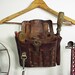 Vintage Upcycled Leather Tool  Pouch with Vintage Advertising Hanger