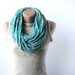 Crochet infinity scarf - loop chain necklace - blue beige - Fall fashion back to school