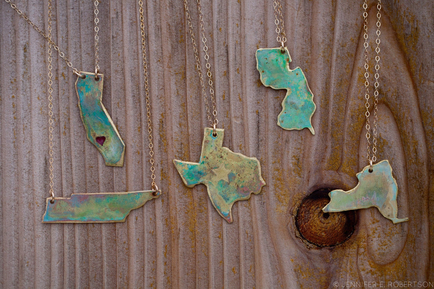 Handcrafted Brass Lone Star Texas Necklace