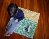 Child's Quilted Mat (nap, sit, play mat) Green& Yellow with Wood Pattern Fabrics