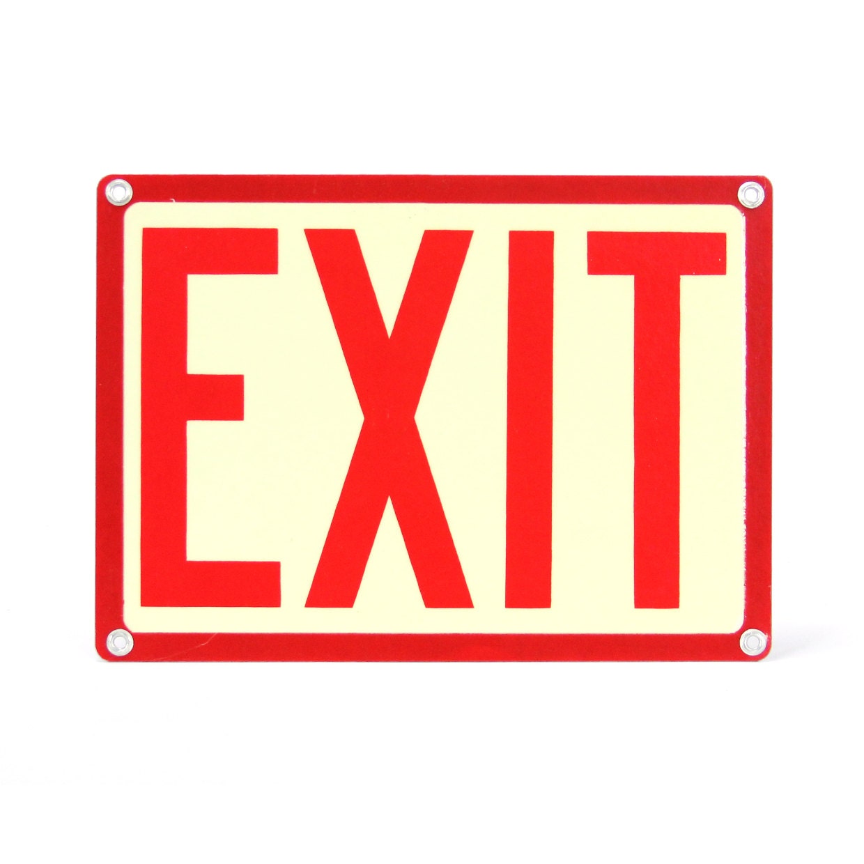 vintage industrial metal exit sign