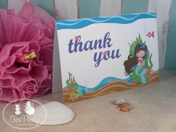 Mermaid Party Custom Thank You Notes - Blue Lagoon Collection from Tea Party Designs Il_570xn
