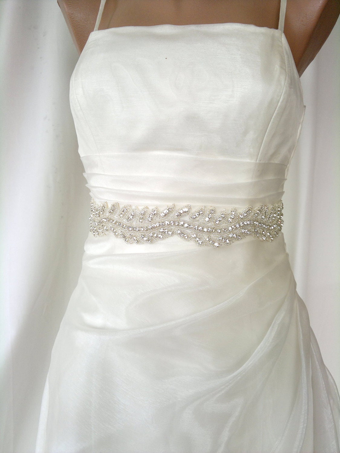Elegant Rhinestone Ivy Beaded Wedding Dress Sash Belt