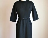 vintage 50s wiggle dress - NOIR little black dress / XS-S