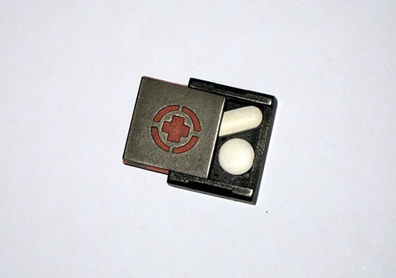 Pill Box Small size Metal Case HandMade Small PillBox for daily use or Cool   Gift. Utility Belt Fetish Future Vintage - Micro Cross Copper