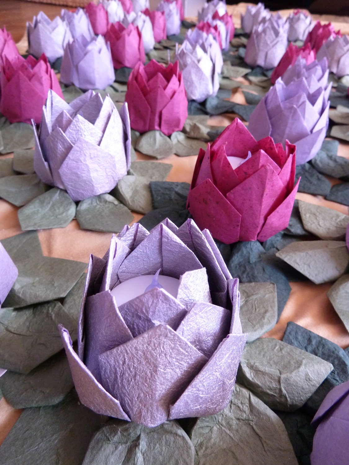 10 Origami Lotus Lanterns, you pick the colors, gift boxed wedding or party favors- you pick the colors