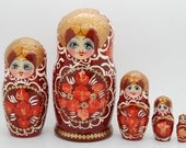5 Authentic Russian  Nesting dolls with flowers Matryoshka, free shipping