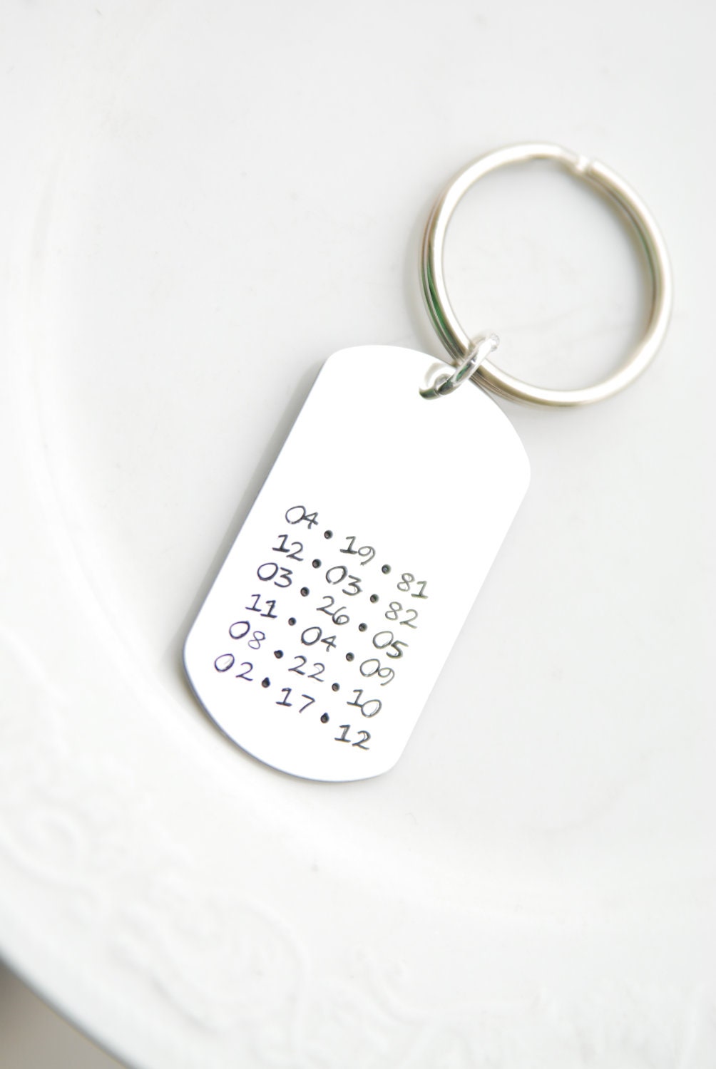 Dad's Brag Tag Personalized dates keychain