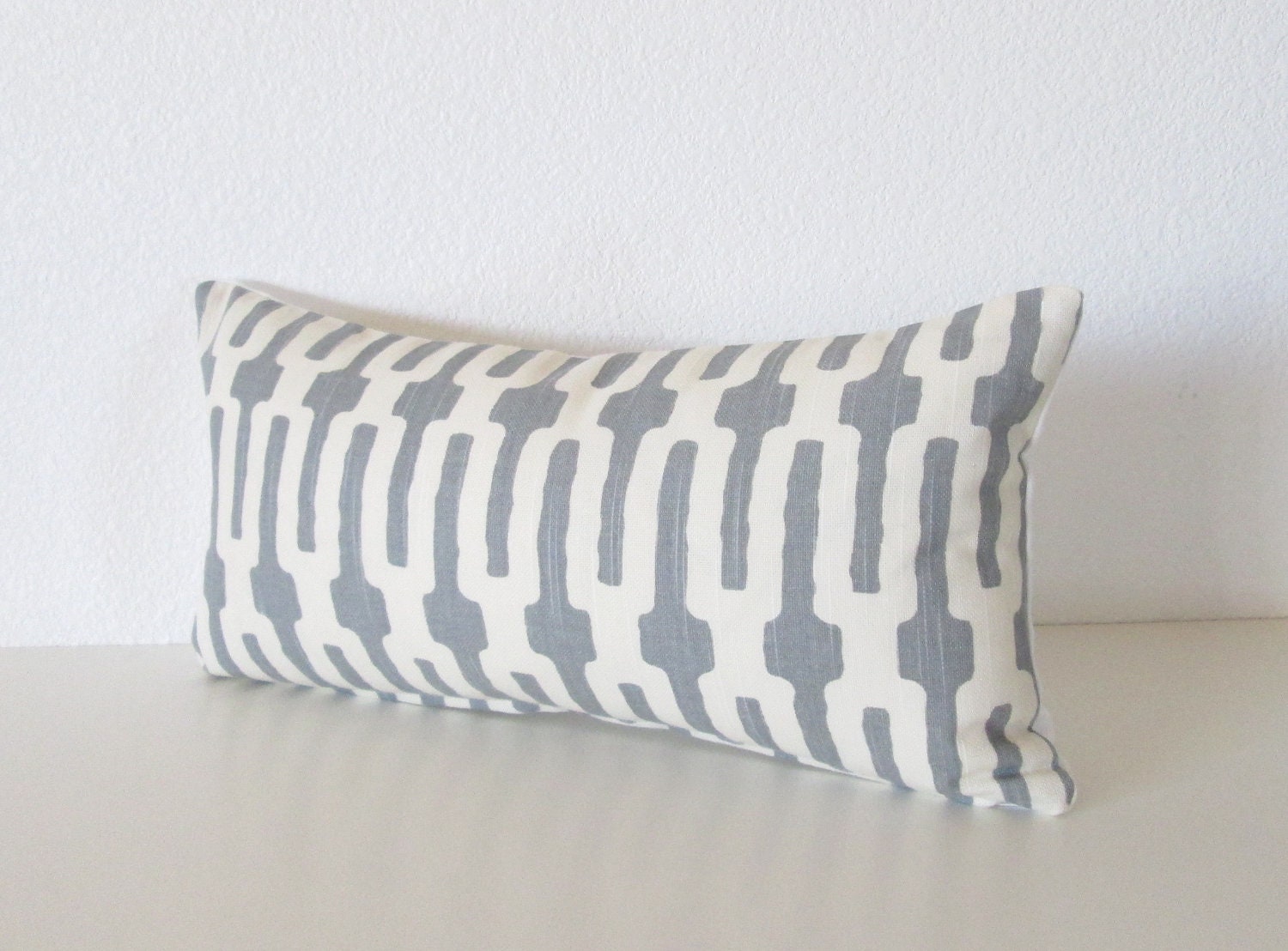 Decorative pillow cover -  8x16 - Slate - White  - Links - Lattice - Lumbar Pillow - Lattice Lumbar Pillow - Mini Lumbar