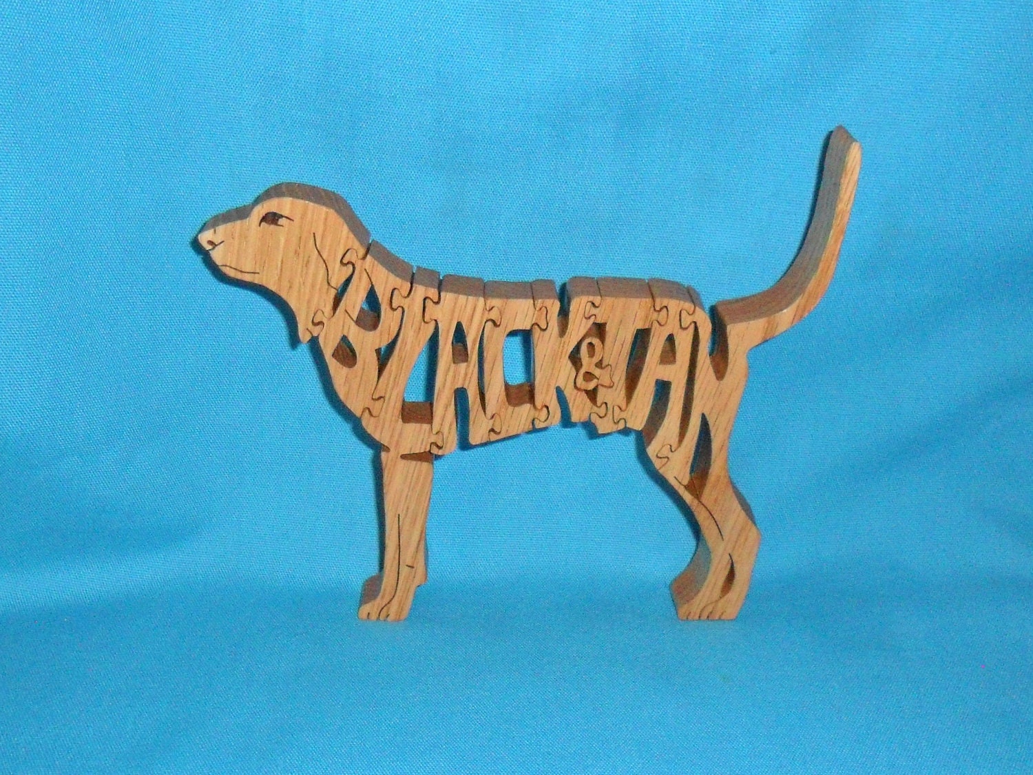 Black & Tan Coonhound Dog Scroll Saw Wooden Puzzle
