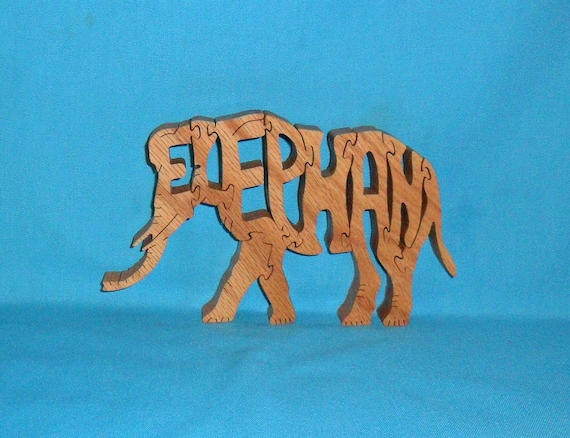 Elephant Handmade Scroll Saw Wooden Puzzle by huebysscrollsawart