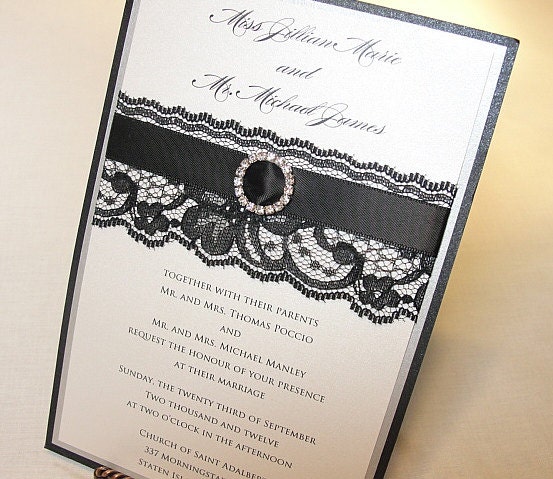 JUSTINE Lace Wedding Invitation, Invite, Vintage, Shabby Chic, Couture, Elegant