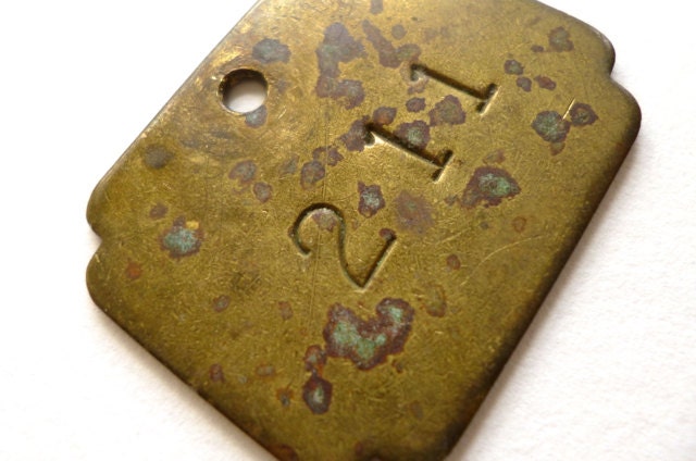 Vintage Brass Tag Metal Fob