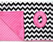 Personalized Initial Minky Dot Chevron Blanket
