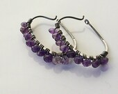 Royal Purple Amethyst Earrings Oxidized Hoop Earrings