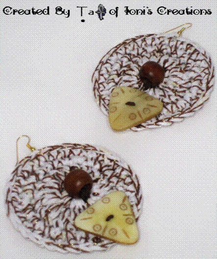 White and Coppery Thread Crochet Earrings with Beads