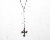 Rosary Necklace Cross Pendant Minimalist Rosary Style Edgy Jewelry Statement Necklace - REBELbyFATE