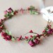 little romantics rose hair wreath // wine red valentines - vintage, woodland, wedding, dainty rose headpiece, headband, hair crown,