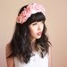 pale pink floral large statement rose crown headband - halo, santa monica, wedding headpiece, flower hair wreath, festival, summer.
