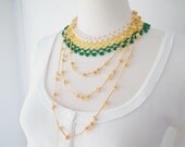 Crochet Lace Jewelry (Byzance I) Necklace Fiber Art Necklace Statement Necklace