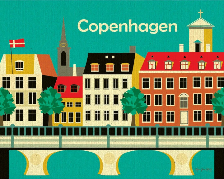 Copenhagen, Denmark Art Poster Print for Home, Office, and Nursery Rooms - style E8-O-COP - loosepetals